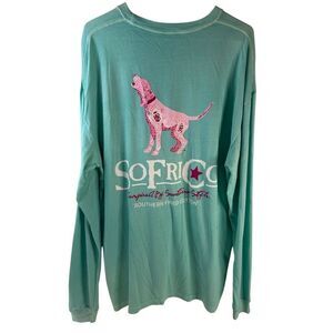 Southern Fried Cotton Socrico men’s xl Blue with‎ Pink Dog LS